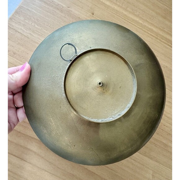 Vintage Decorative Metal Plate Wall Art Painted Hammered Floral Hanging - Picture 2 of 2